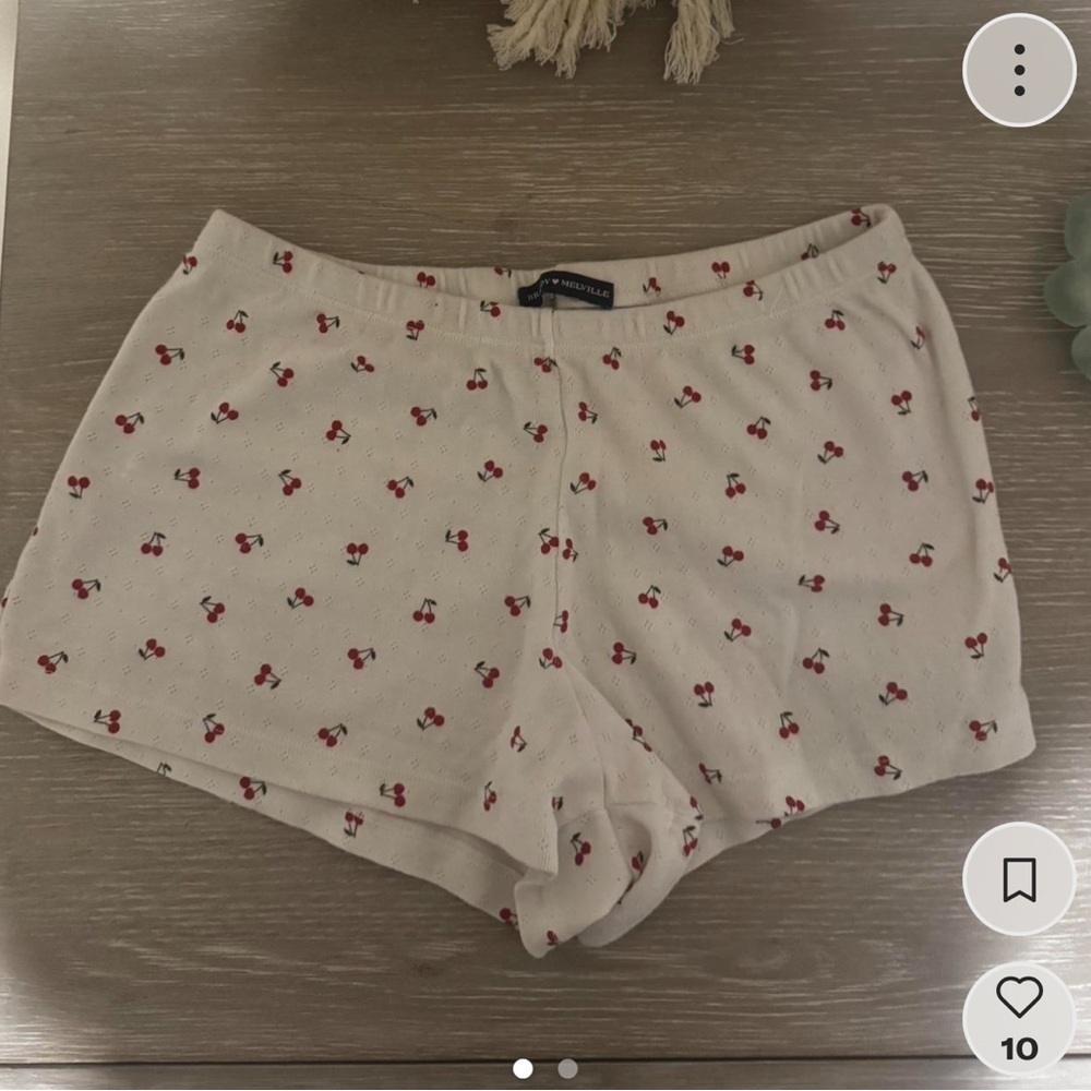 Brandy Melville Cream Cherry Print Shorts